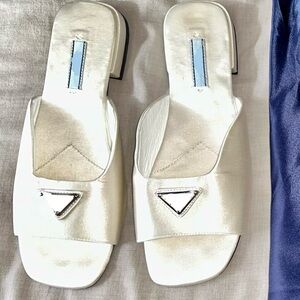 Women's Ivory Satin Mules